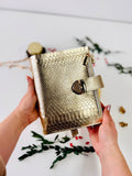 Gold leather planner binder A5.