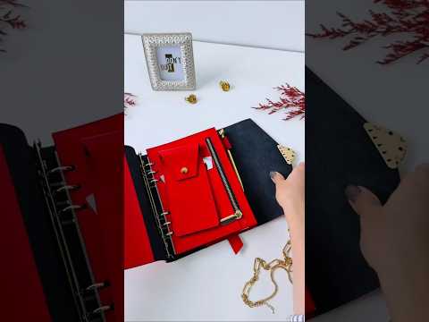 Red & Black Genuine Leather Gift Set. Red and black leather notebook cover A5 with leather pencil case- perfect gift 2026.