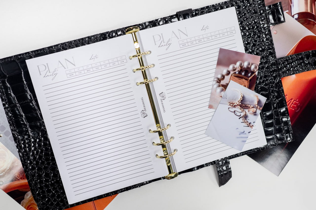 Cyprus, Limassol. Black croco leather notebook cover A5 for documents A4 and A5 format.