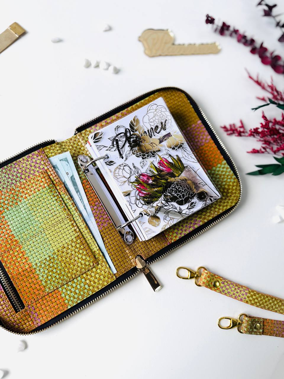 Leather bag mini planner A7, mini planner,personal size, study stationery, passport size notebook, leather wallet binder planner daily.