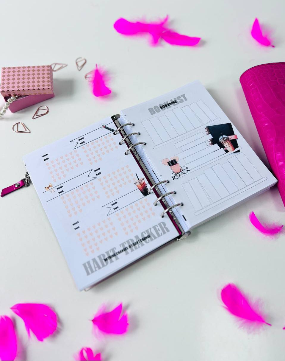 Hot pink Natural Italian Leather Planner A5, gift for her, perfect planner, Ring Planner Agenda A5 Six Ring Planner and Ring Personal Planner.