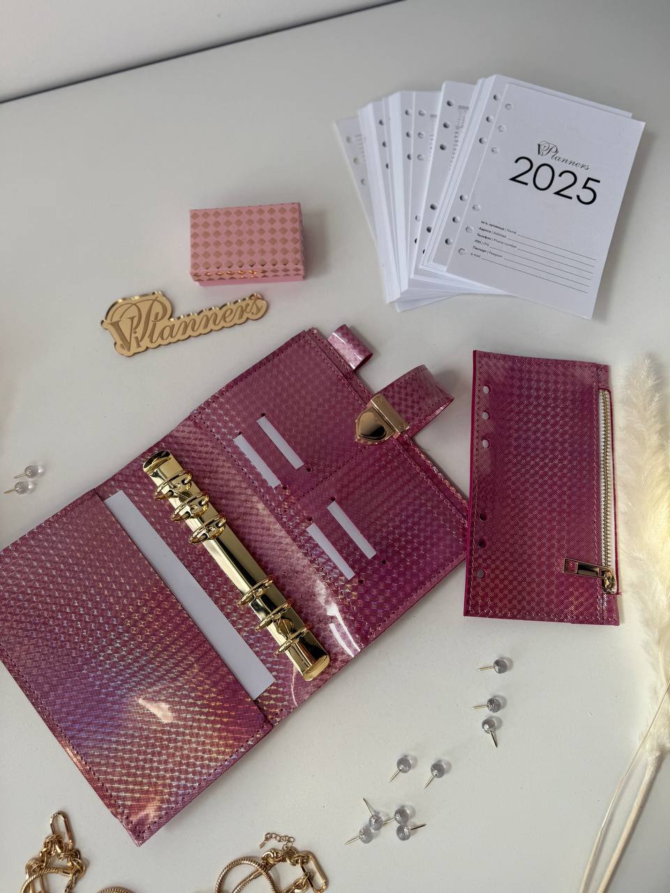 A6 NEW SIZE RARE leather pink double planner cover binder 6 rings binder, dated planner, leather planner, gift for her, medium size planner.