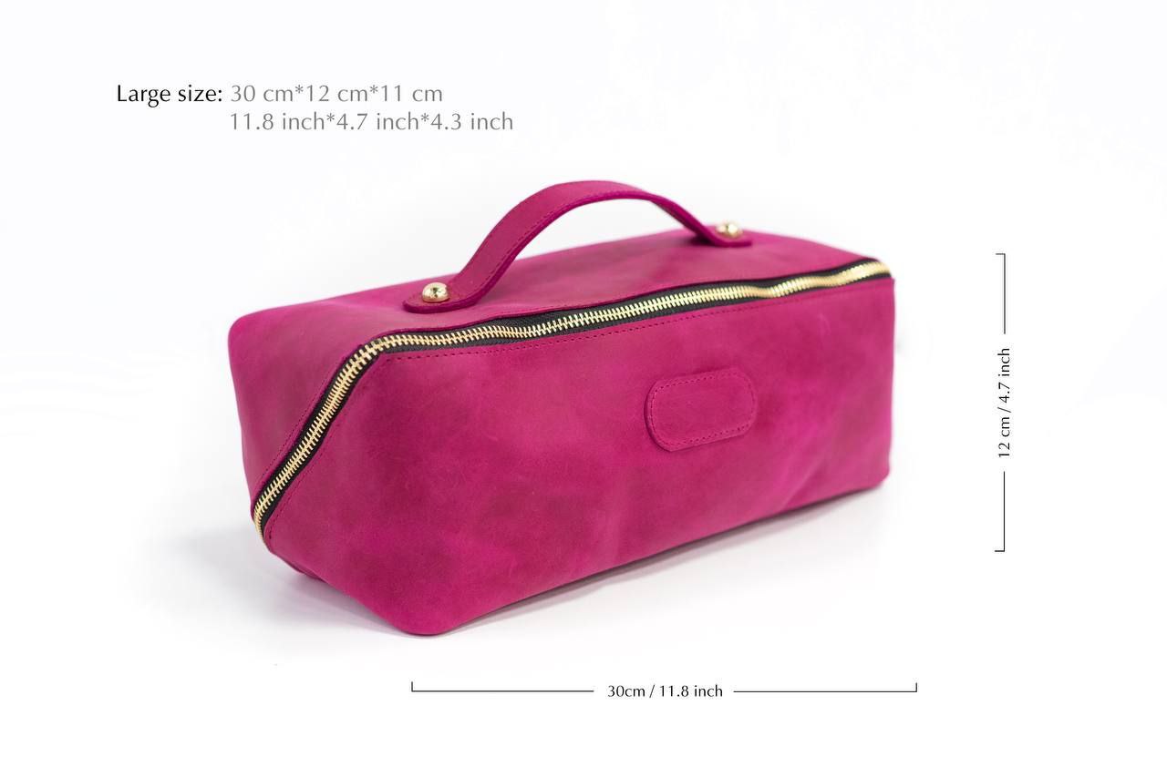Bridesmaid gifts, Leather makeup bag, Mothers day gift, Personalized gift, Bridesmaid, Gift for her, pink cosmetic bag.