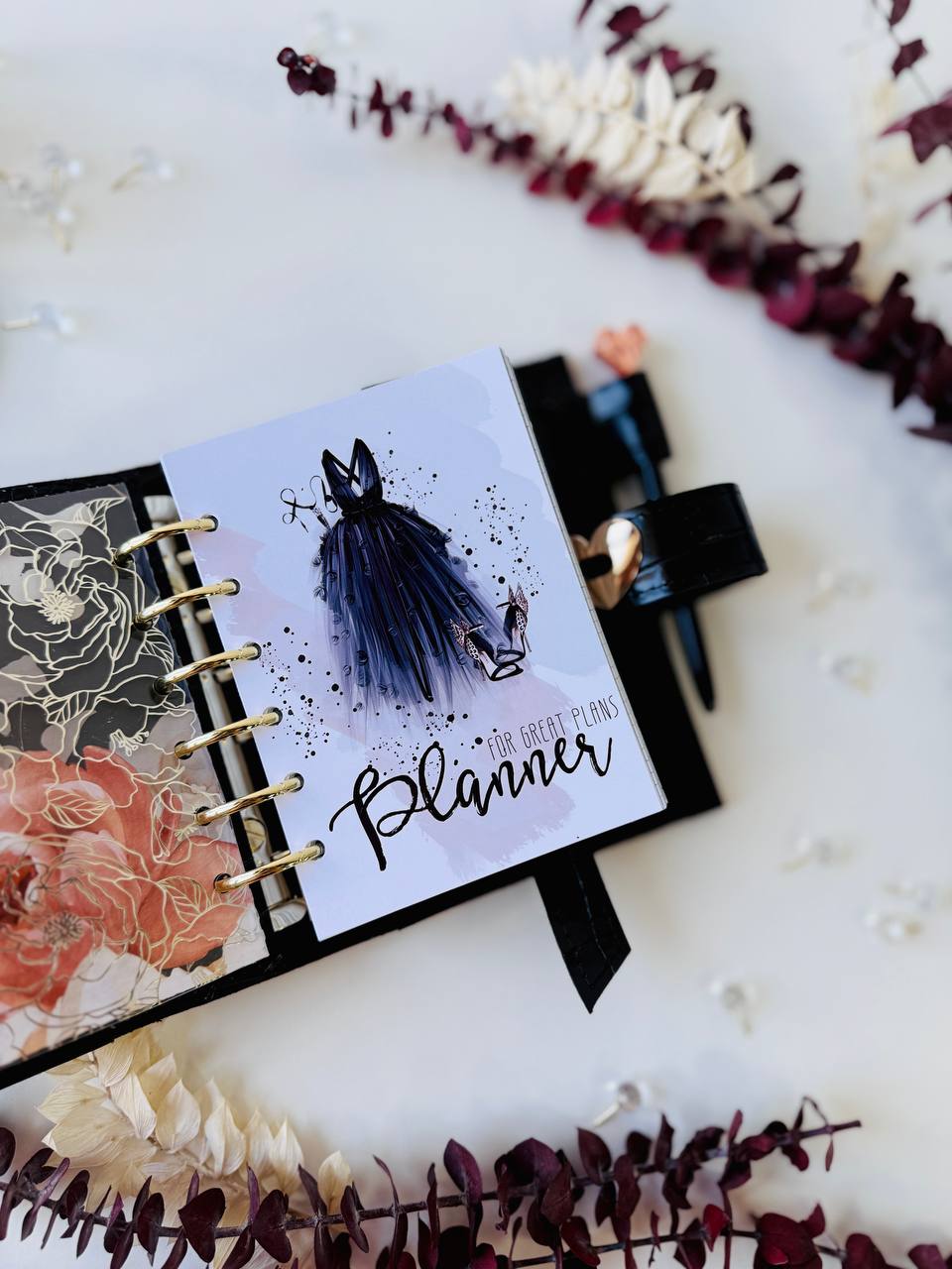 Elegant A7 Daily Planner | Black Crocodile-Embossed Organizer