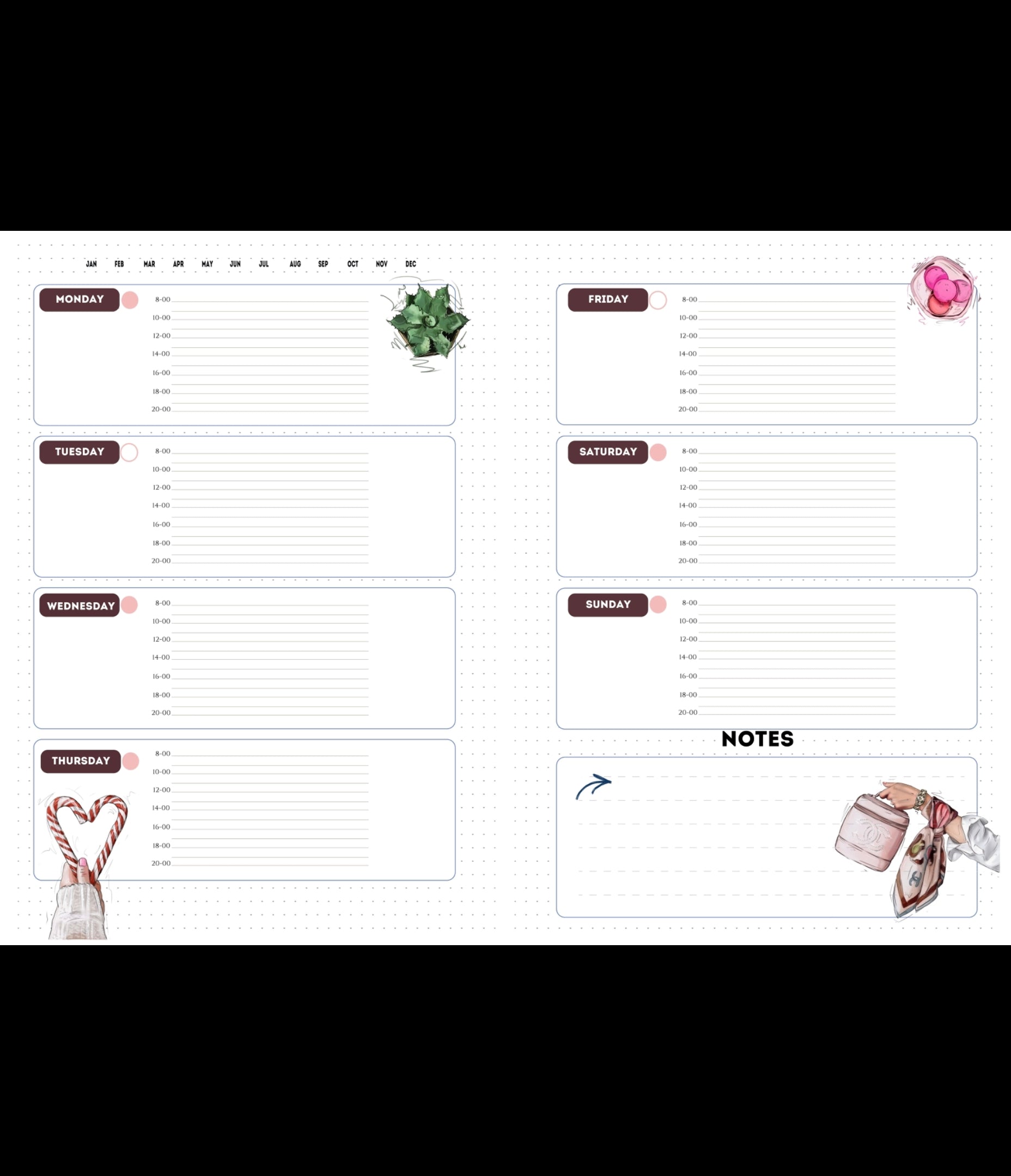 Natural Italian Leather Pink Planner A5.