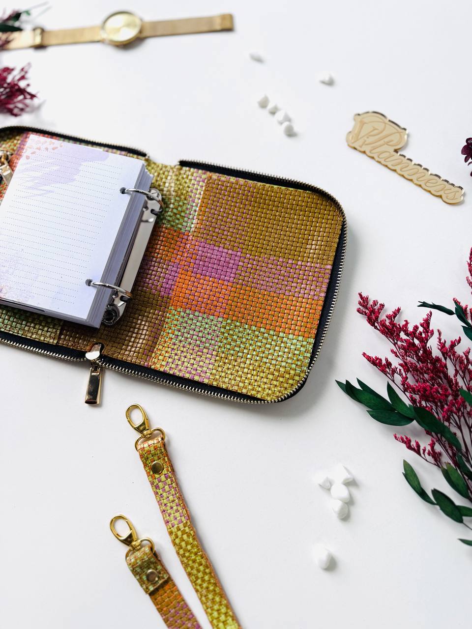 Leather bag mini planner A7, mini planner,personal size, study stationery, passport size notebook, leather wallet binder planner daily.