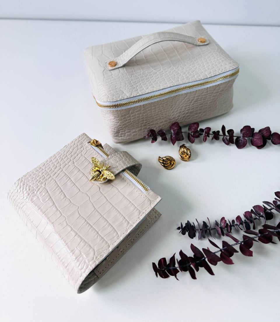 Leather Gift set notebook cover A7 with bag organizer.