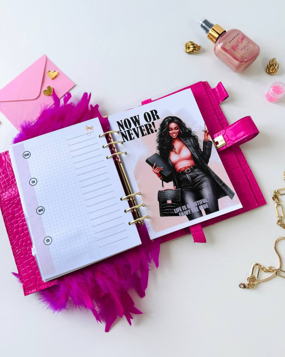 Ροζ Luxe Α5 Planner &amp; Σετ Δώρου 🎁