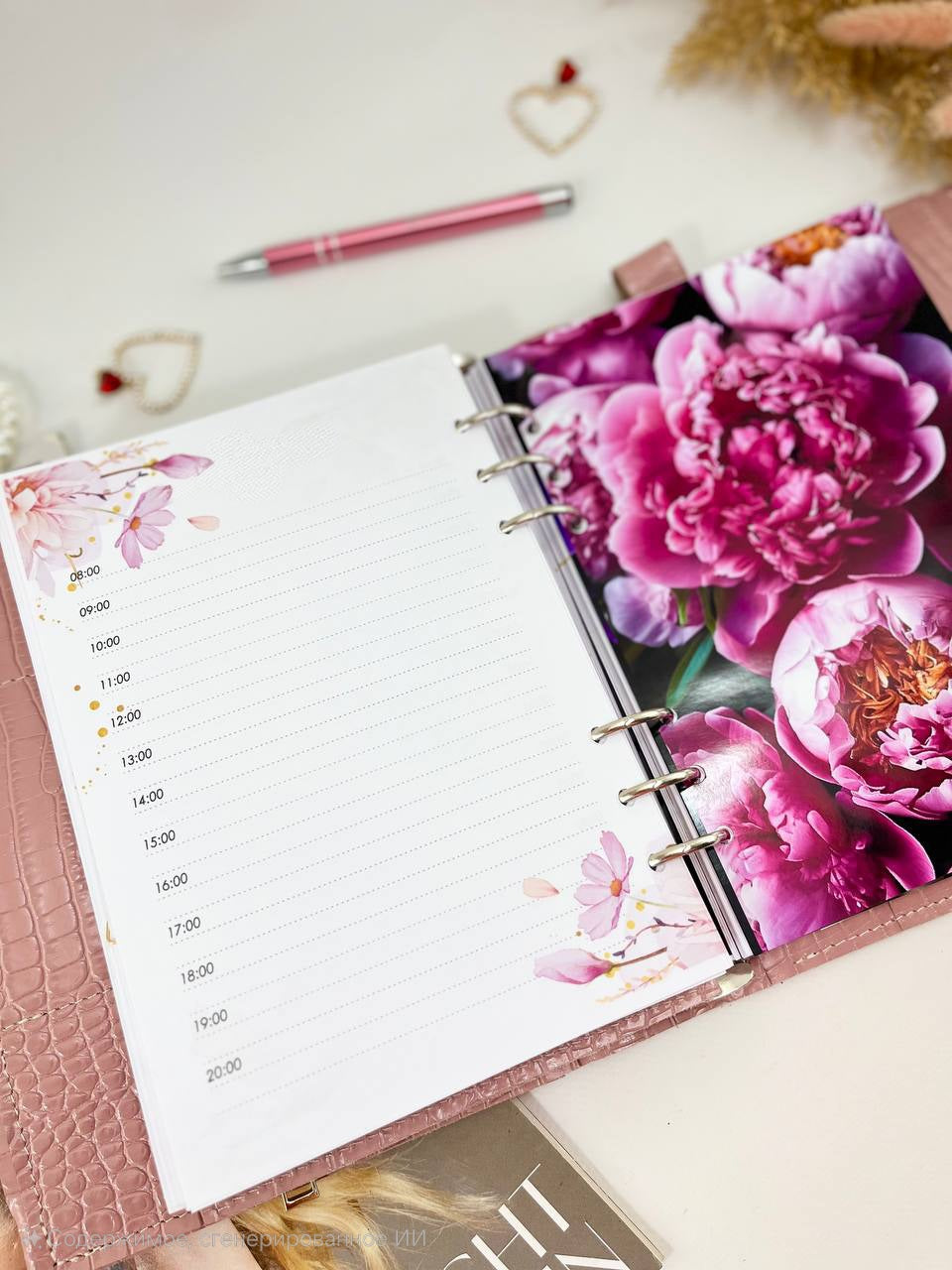 Natural Italian Leather Pink Planner A5.