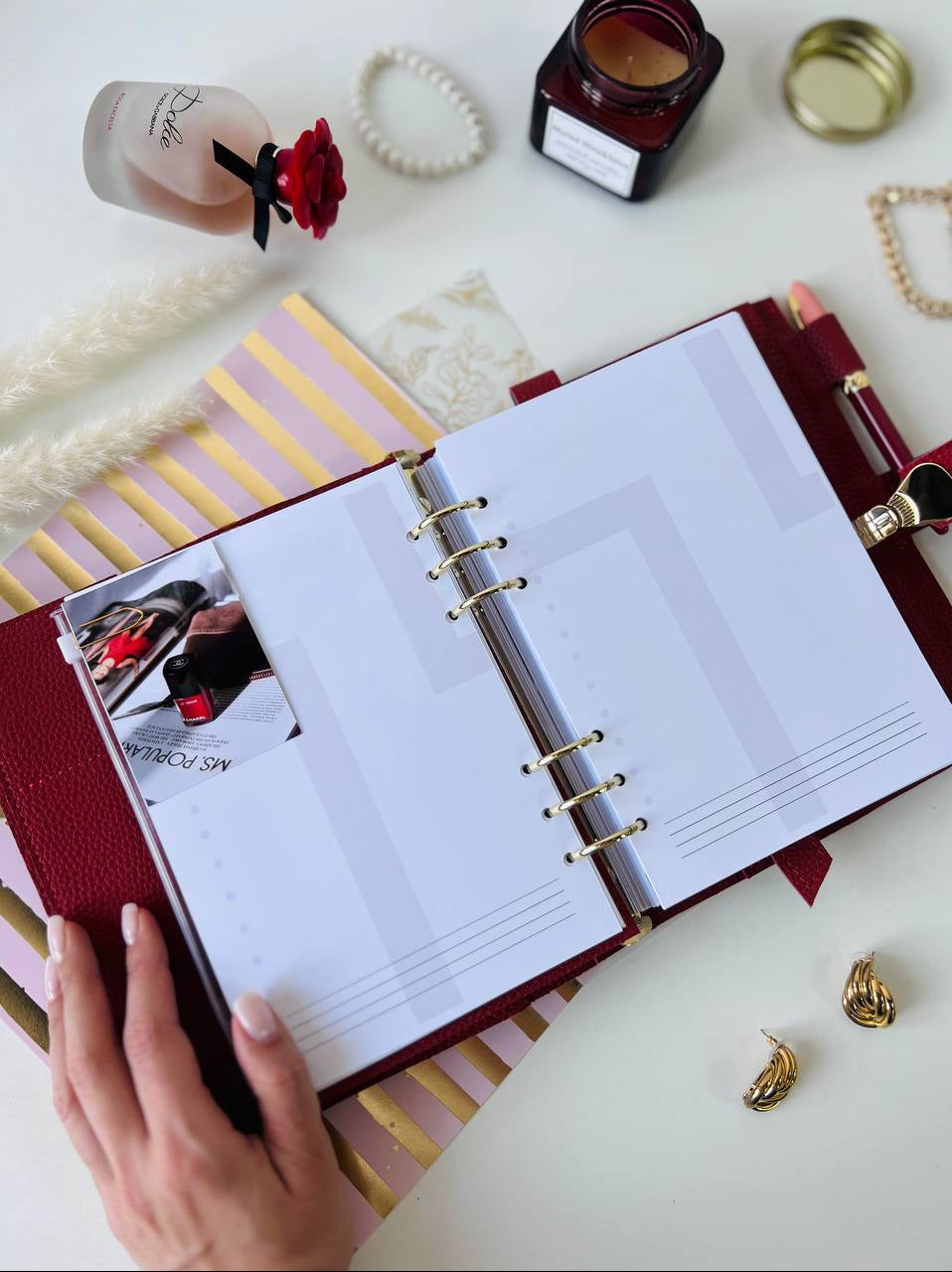 Cyprus, Limassol. Red leather notebook cover A5 for documents A4 and A5 format.