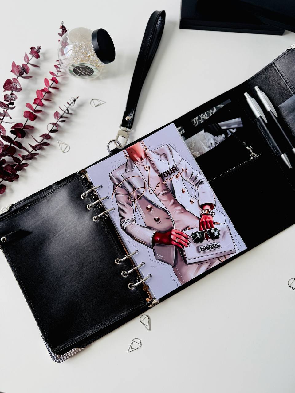 🖤Black heart🖤 Natural Italian Leather Planner A5, gift for her, perfect planner, Ring Planner Agenda A5 Six Ring Planner and Ring Personal Planner.