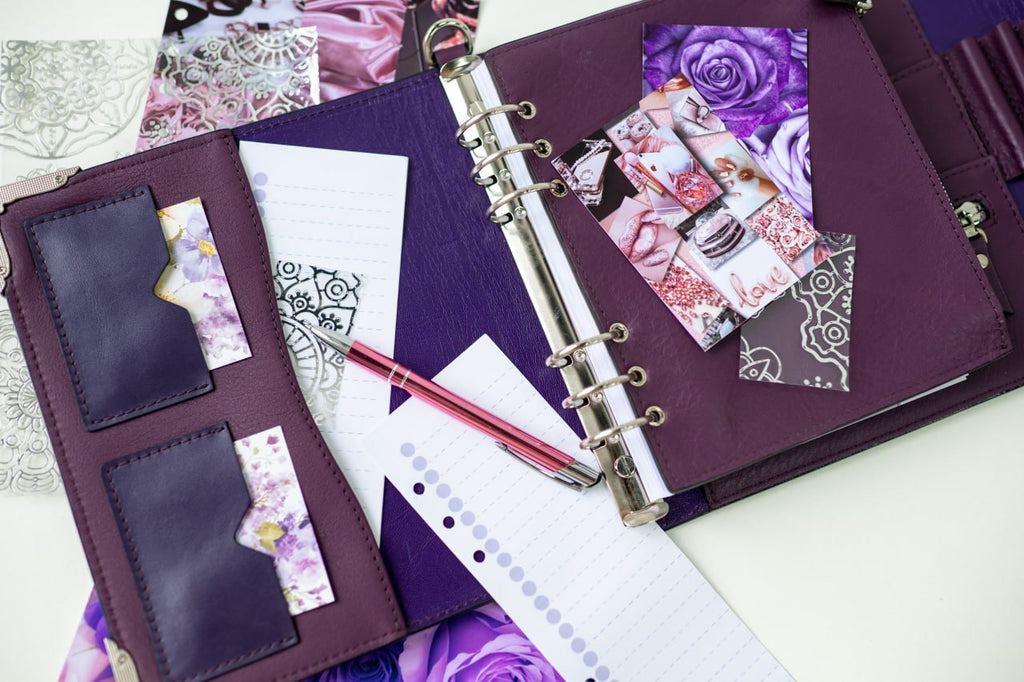 Violet Natural Italian Leather Planner A5, gift for her, perfect planner, Ring Planner Agenda A5 Six Ring Planner and Ring Personal Planner.