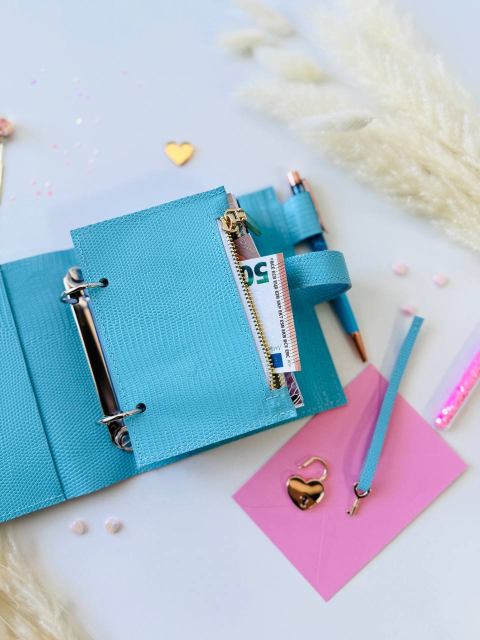 Sky-Blue Italian Leather Planner A7 🦋 Organize Your Life with Style!