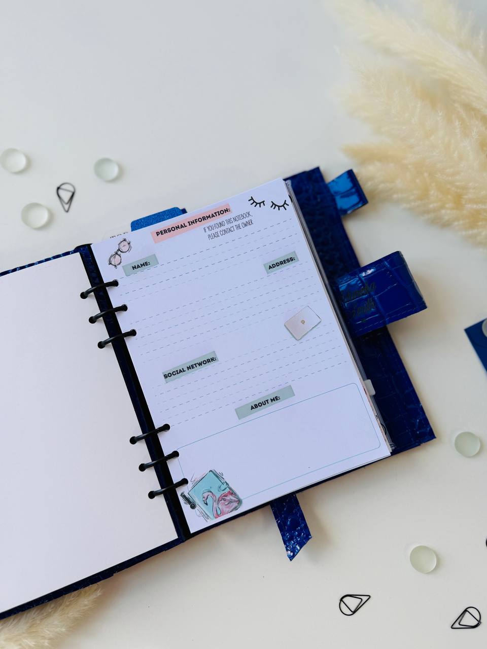 Personalized leather planner big binder A5- cover for documents A4 and A5 format.