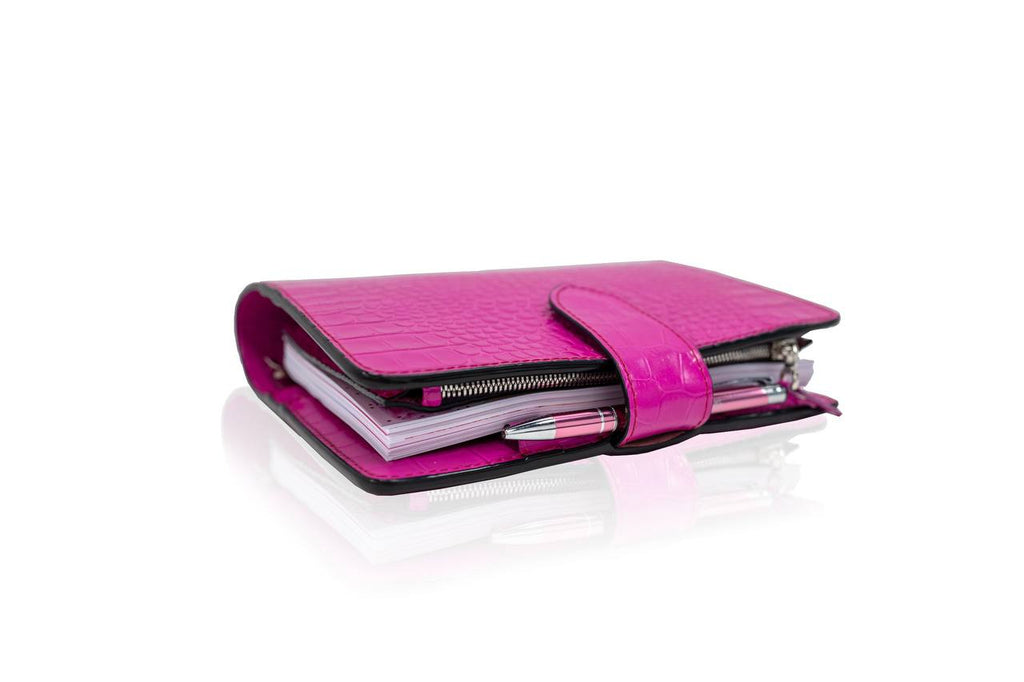 Hot pink Natural Italian Leather Planner A5, gift for her.