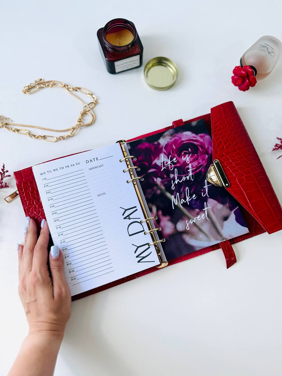 Red leather notebook cover A5,  just for documents A5 format.