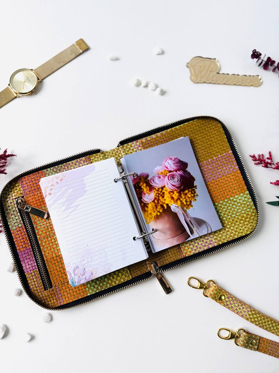 Leather bag mini planner A7, mini planner,personal size, study stationery, passport size notebook, leather wallet binder planner daily.