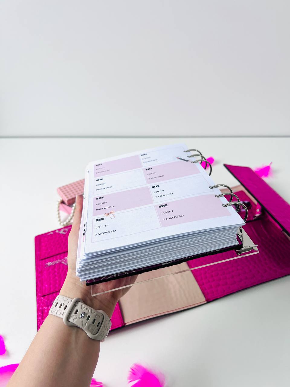 Hot pink Natural Italian Leather Planner A5, gift for her, perfect planner, Ring Planner Agenda A5 Six Ring Planner and Ring Personal Planner.