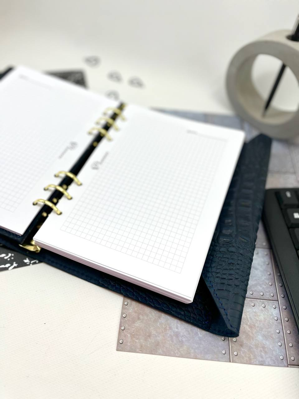 Squared grid planner pages. Printed planner pages, size A5.