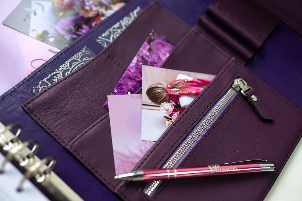 Violet Natural Italian Leather Planner A5, gift for her, perfect planner, Ring Planner Agenda A5 Six Ring Planner and Ring Personal Planner.