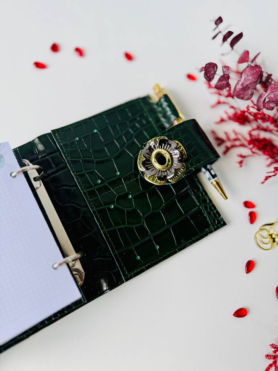 Leather wallet notebook cover mini A7.