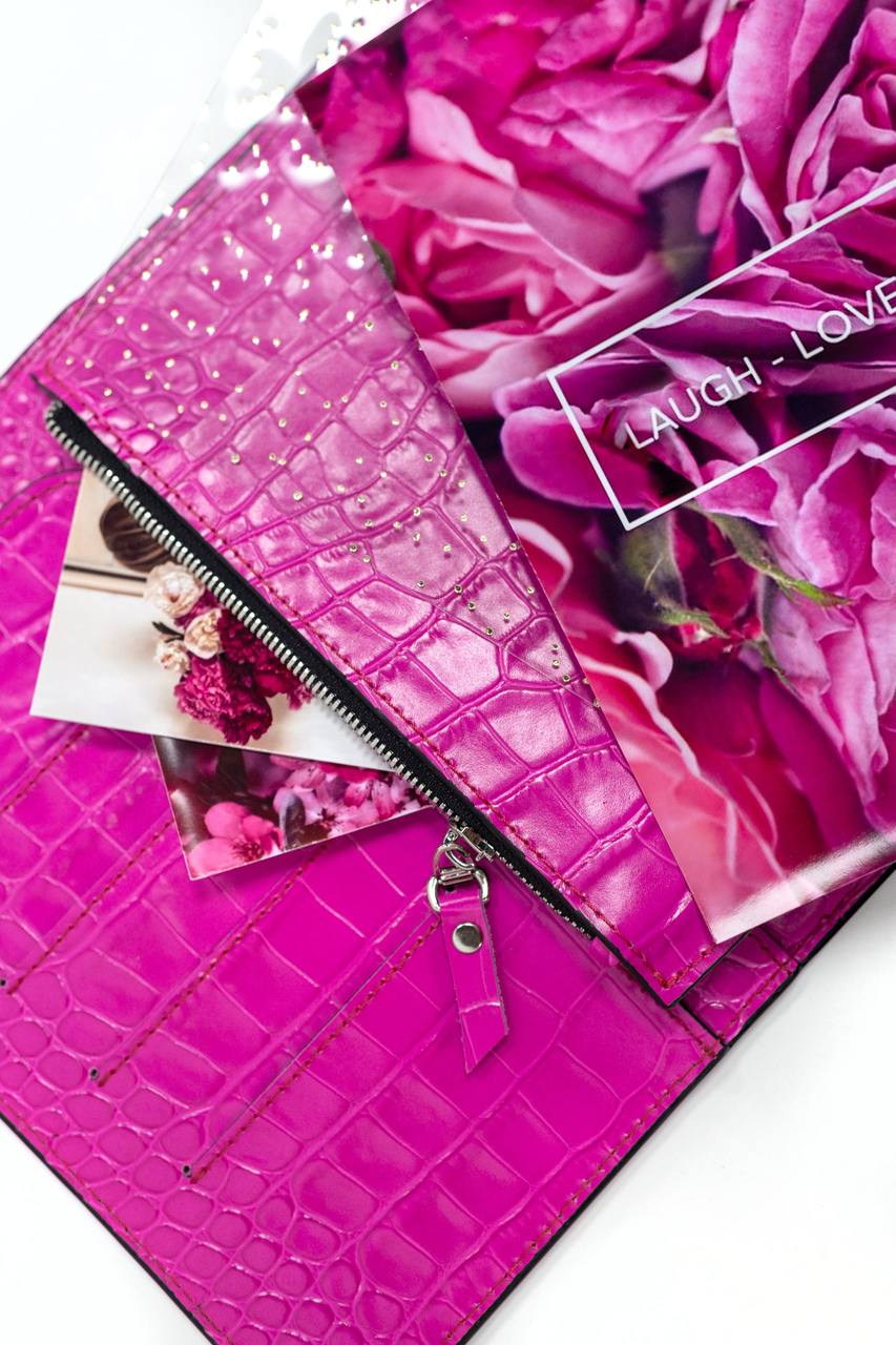 Hot pink Natural Italian Leather Planner A5, gift for her.