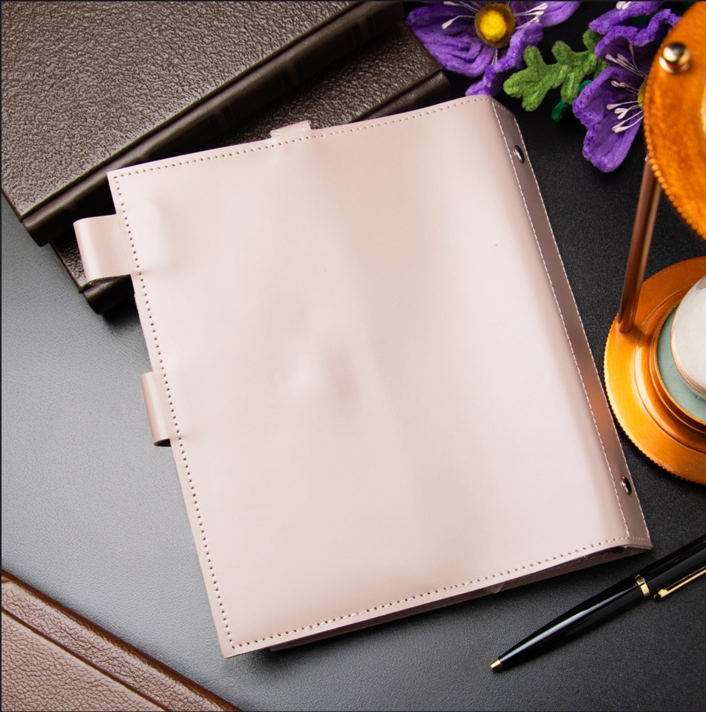 Leather classic notebook cover A5 with binder 6 rings, Leather template, A5 ring binder, Leather wallet template,Binder wallet.