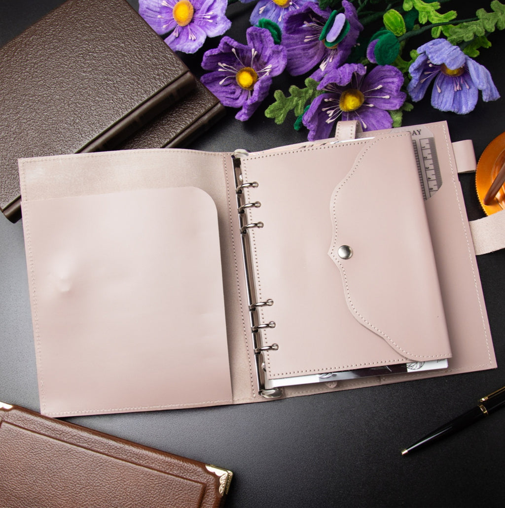 Leather classic notebook cover A5 with binder 6 rings, Leather template, A5 ring binder, Leather wallet template,Binder wallet.