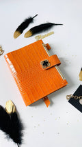 Orange leather planner binder A5
