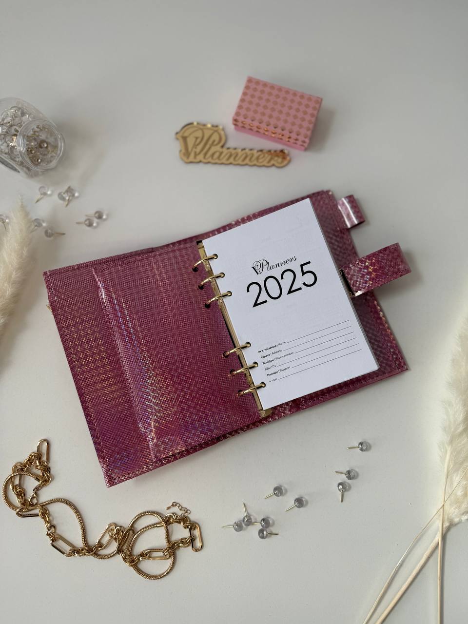 A6 NEW SIZE RARE leather pink double planner cover binder 6 rings binder, dated planner, leather planner, gift for her, medium size planner.