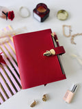 Cyprus, Limassol. Red leather notebook cover A5 for documents A4 and A5 format.