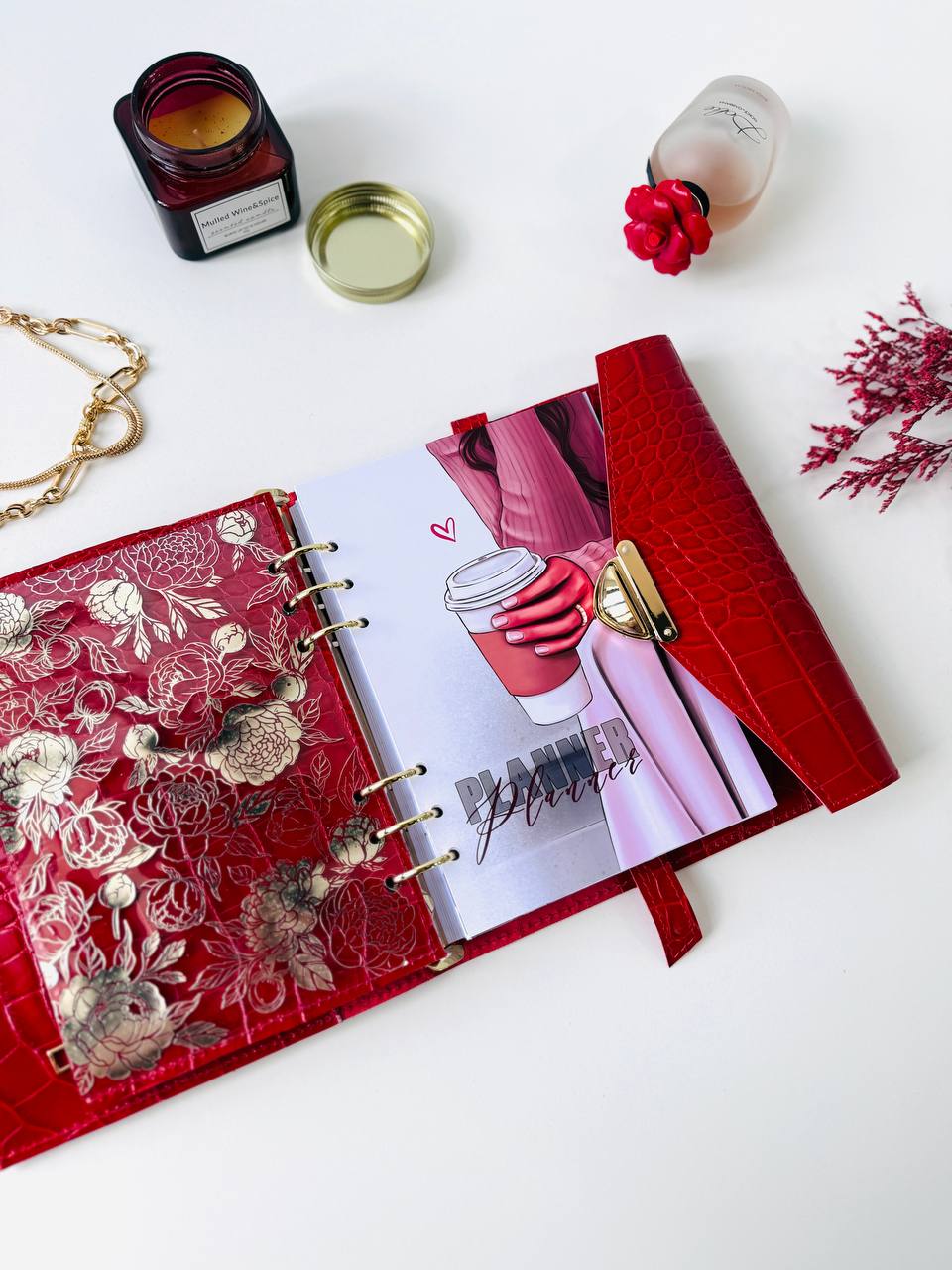 Red leather notebook cover A5,  just for documents A5 format.