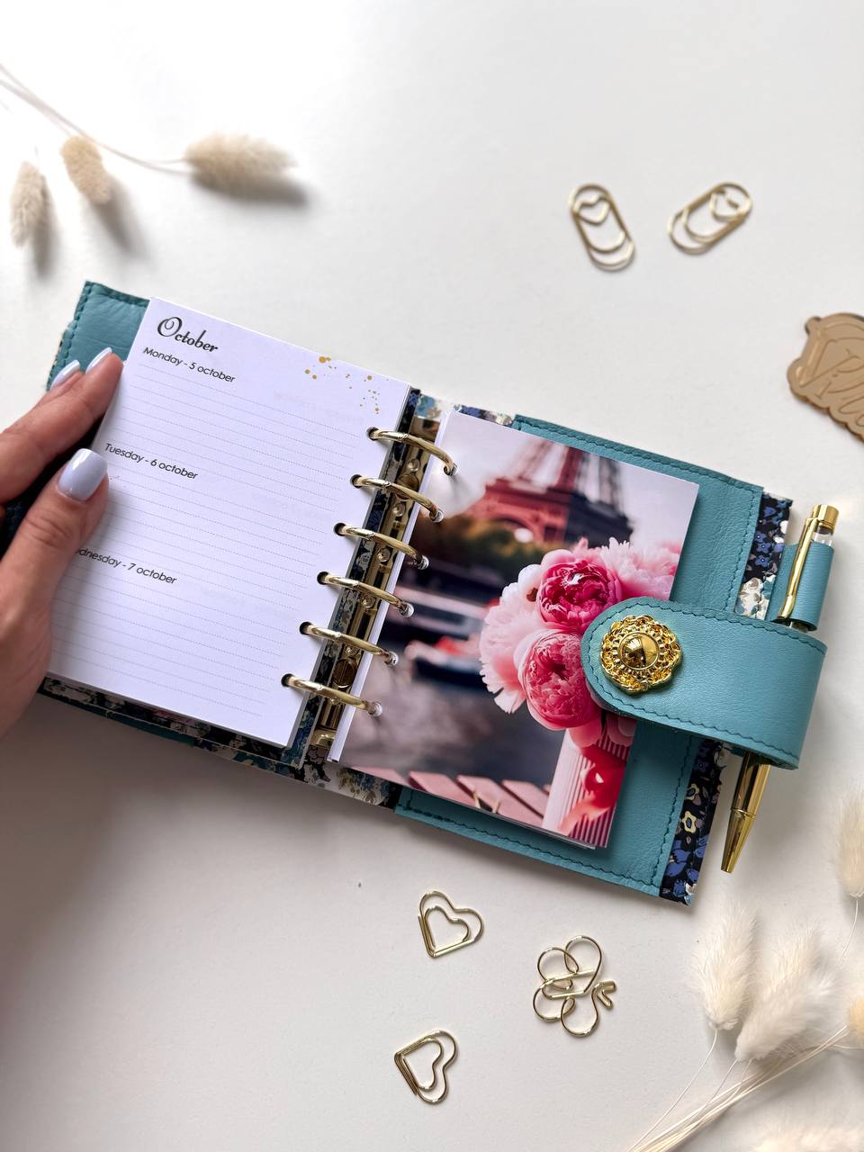 Leather wallet notebook cover mini A7 dated week 2026 big binder.