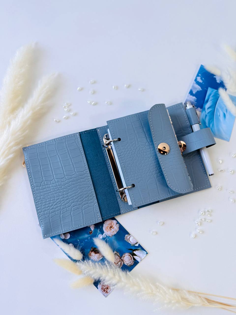 Leather mini notebook cover A7 binder,Planner A7 binder personal size, leather planner, planner binder 2 rings, time diary for work