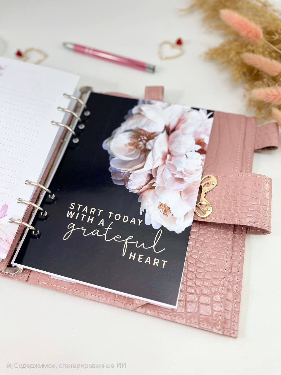 Natural Italian Leather Pink Planner A5.