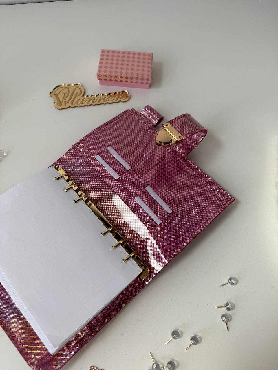 A6 NEW SIZE RARE leather pink double planner cover binder 6 rings binder, dated planner, leather planner, gift for her, medium size planner.