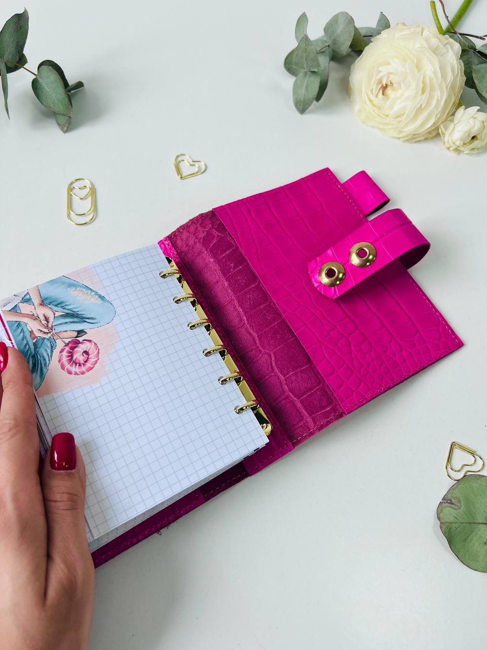 Leather mini notebook cover A7 binder,Planner A7 binder personal passport size, leather planner, planner binder 6 rings, diary for work.