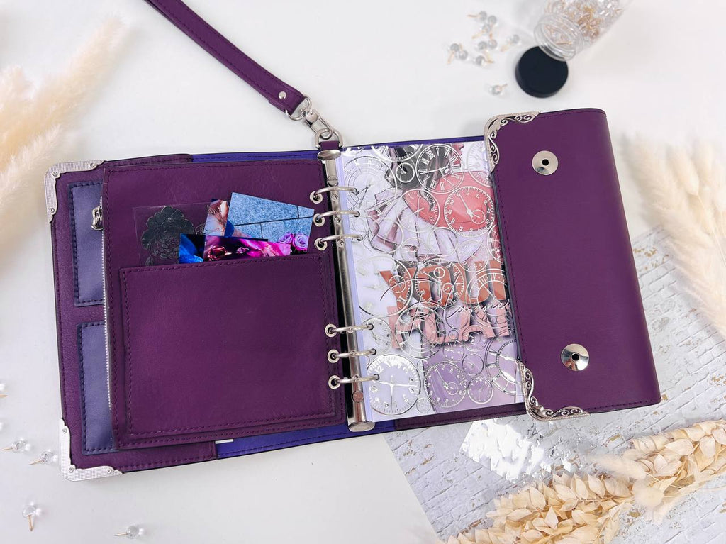Violet Natural Italian Leather Planner A5, gift for her, perfect planner, Ring Planner Agenda A5 Six Ring Planner and Ring Personal Planner.