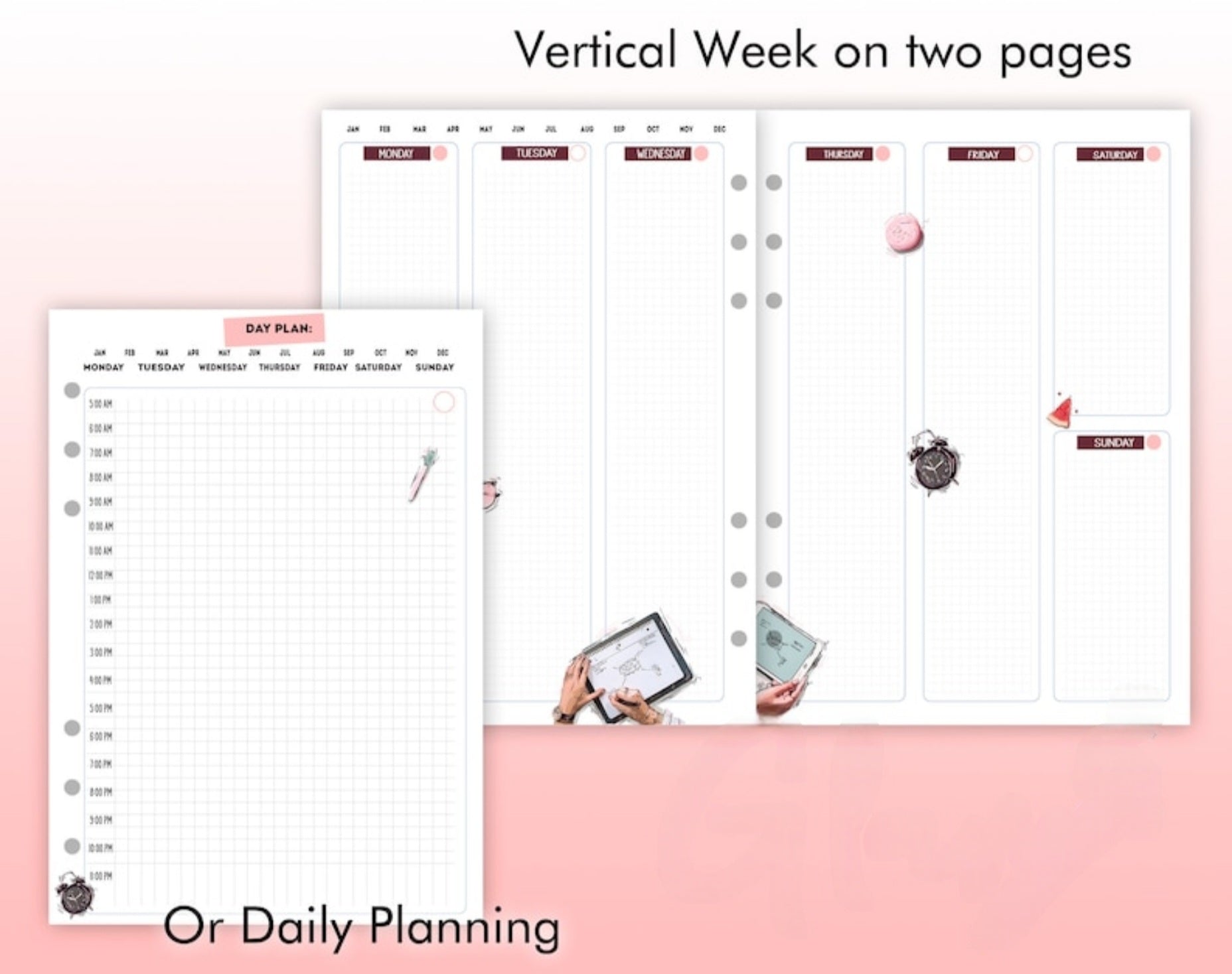 Natural Italian Leather Pink Planner A5.