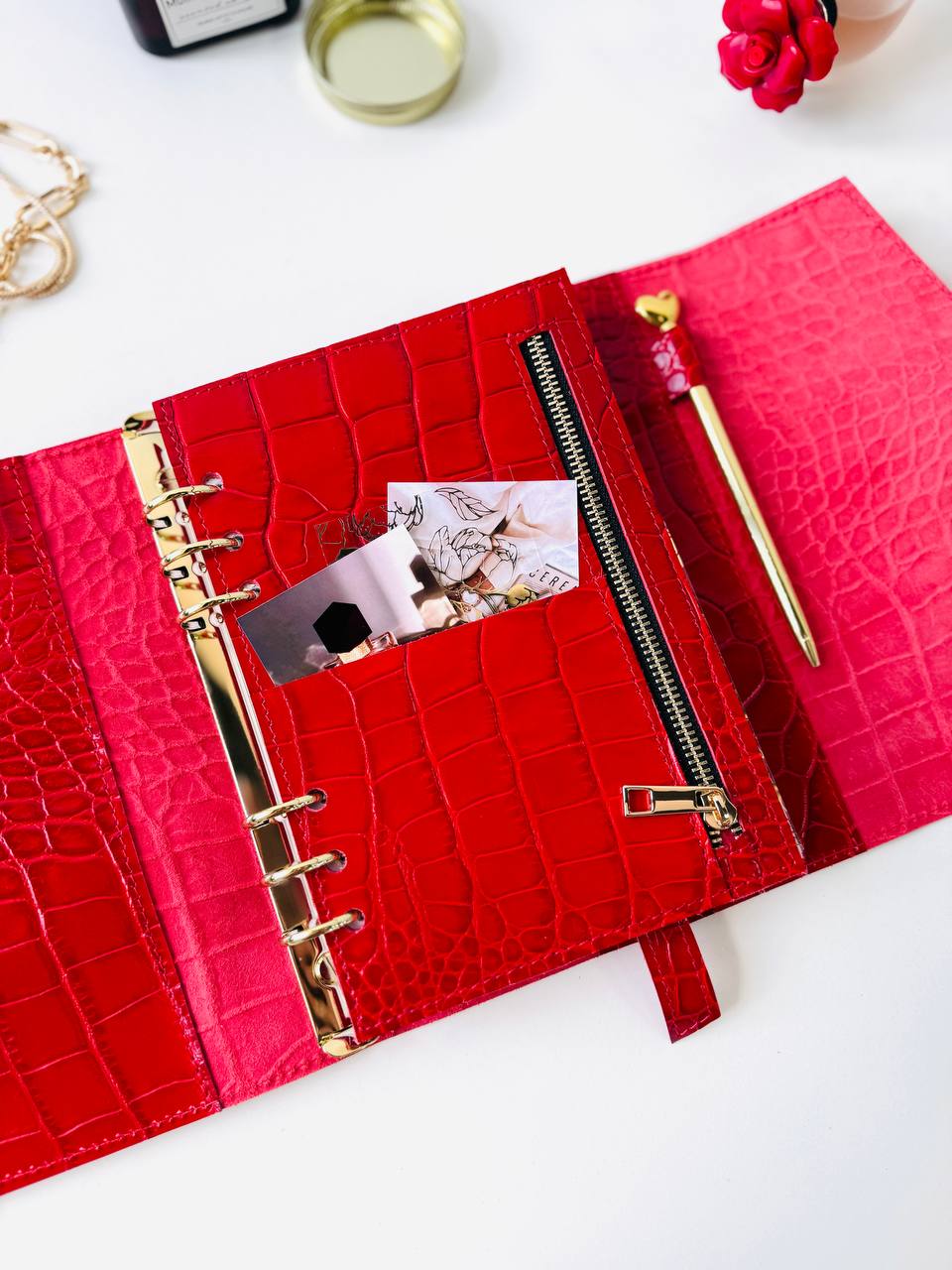 Red leather notebook cover A5,  just for documents A5 format.