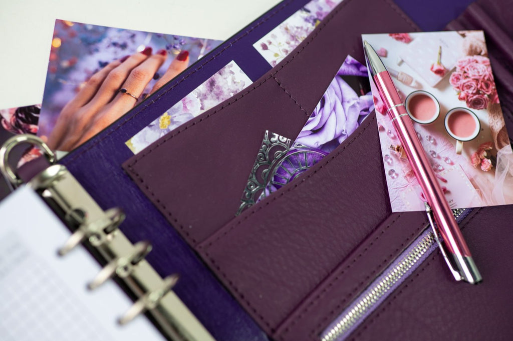 Violet Natural Italian Leather Planner A5, gift for her, perfect planner, Ring Planner Agenda A5 Six Ring Planner and Ring Personal Planner.