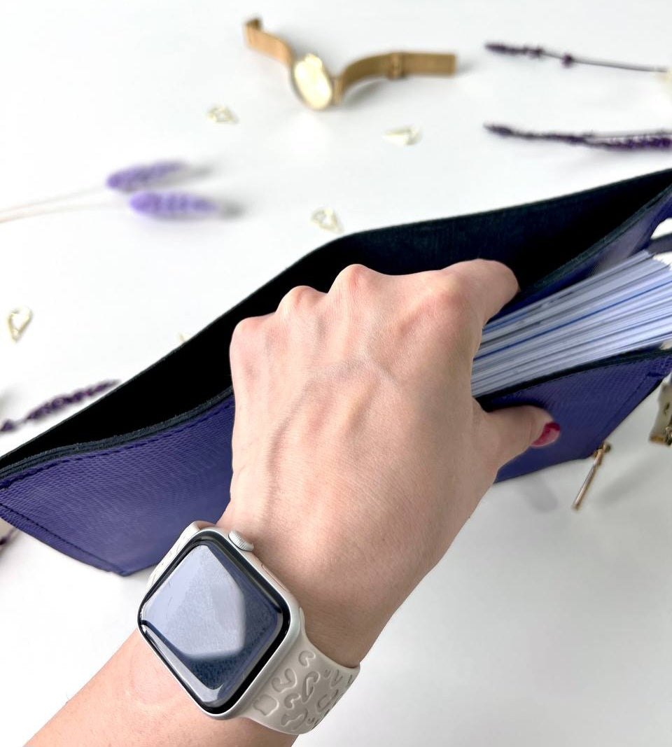 Leather wallet notebook cover mini A7.