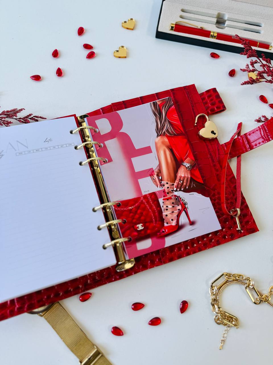 A6 NEW SIZE leather double planner cover binder 6 rings binder, dated planner, leather planner, gift for her, medium size planner.