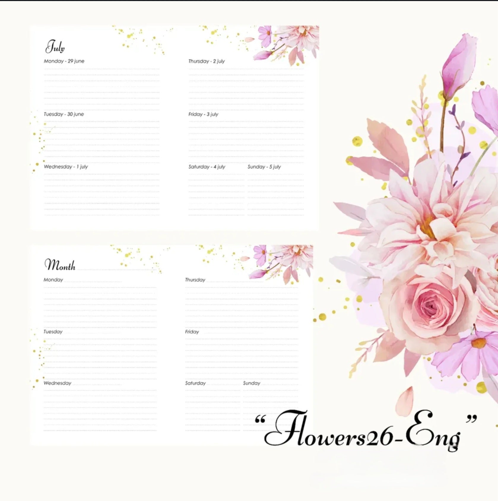 Natural Italian Leather Pink Planner A5.