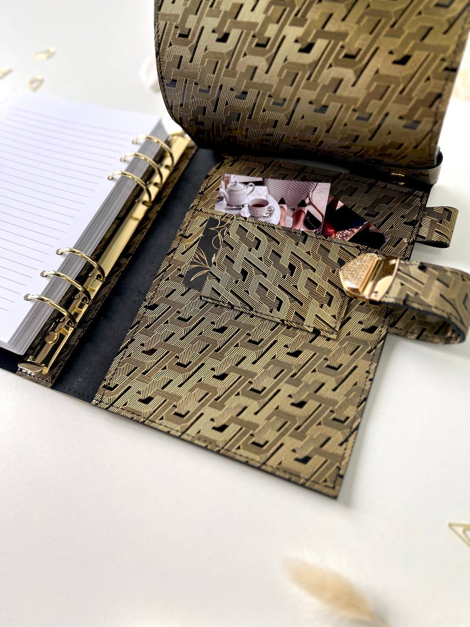 Gold and black 3in1 leather notebook cover A5 just for documents A5 format.