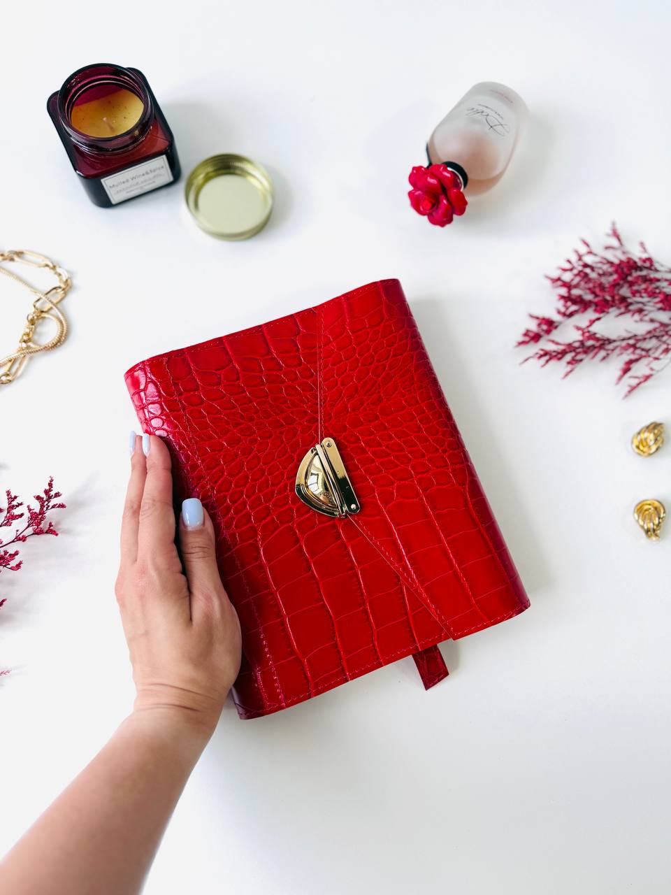 Red leather notebook cover A5,  just for documents A5 format.