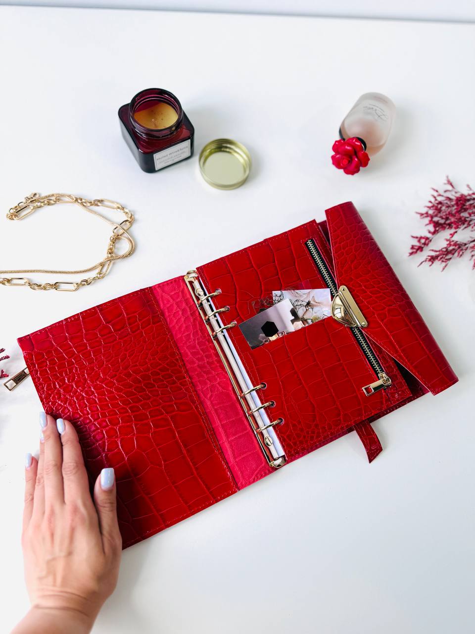 Red leather notebook cover A5,  just for documents A5 format.