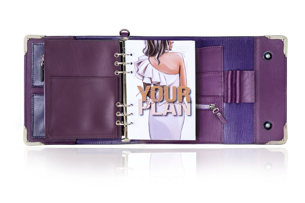 Violet Natural Italian Leather Planner A5, gift for her, perfect planner, Ring Planner Agenda A5 Six Ring Planner and Ring Personal Planner.