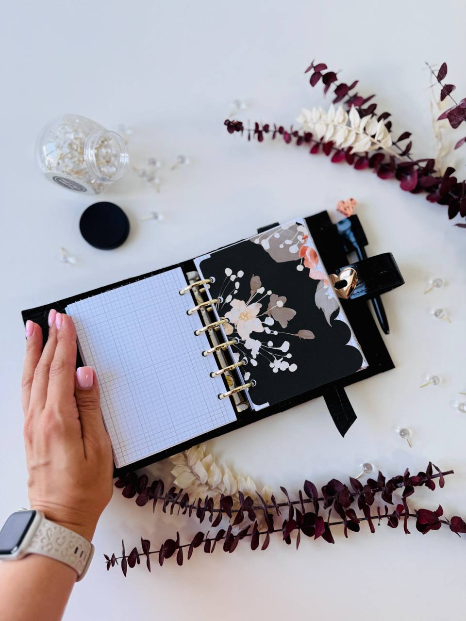 Elegant A7 Daily Planner | Black Crocodile-Embossed Organizer