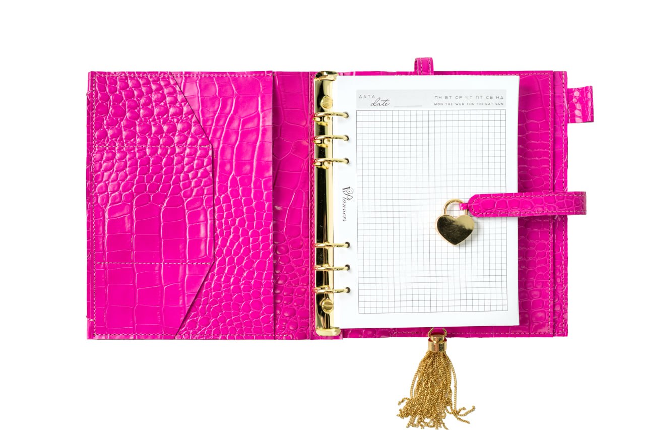 Natural Italian Leather Pink Planner A5, Ringbuch a5, Leather template, A5 ring binder,Binder a5,Leather wallet template,Binder wallet.